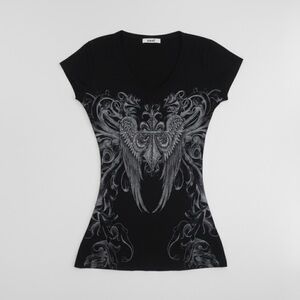 Black Graphic Women Top